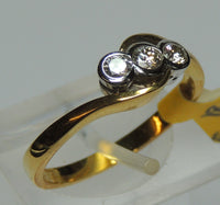 Graduated Three Stone Diamond Ring, 18ct Gold, Cross-Over