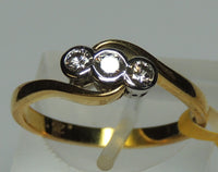 Graduated Three Stone Diamond Ring, 18ct Gold, Cross-Over